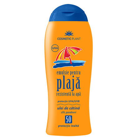 Emulsion de plage résistante à l'eau avec l'huile de catina SPF 50, 200 ml, Cosmetic Plant