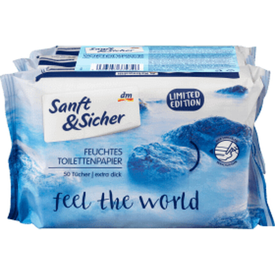 Sanft&Sicher Feel the World Feucht-Toilettenpapier, 150 Stück