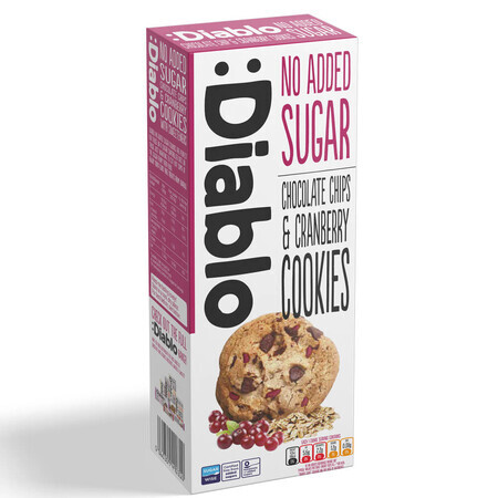 Biscuits sans sucre avec pépites de chocolat et cerises, 135 g, Diablo