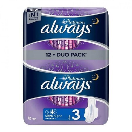 Always Platinum Ultra Absorberend Nachtverband, 12 stuks, P&amp;G