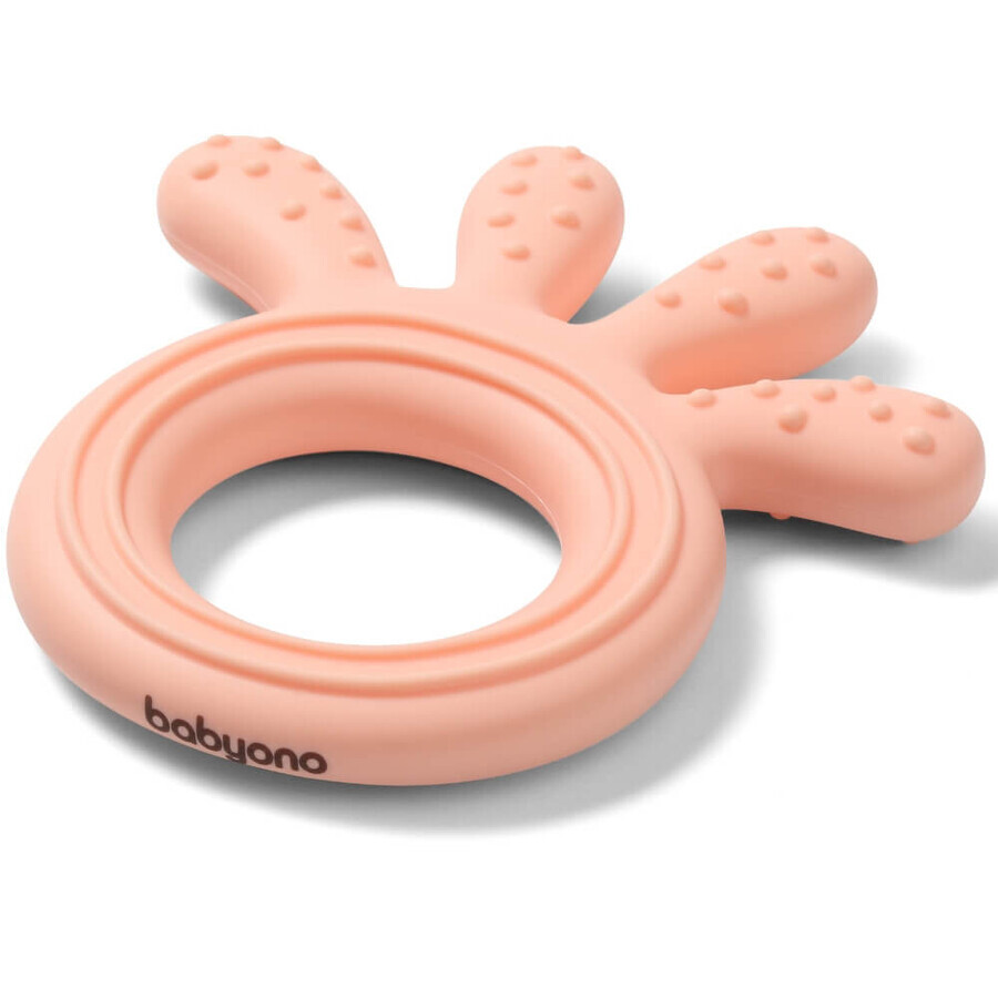 Anneau de dentition en silicone Caracatite, rose, Babyono