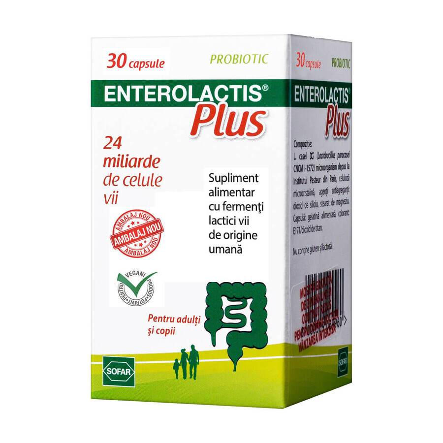 Enterolactis Plus, 30 capsule, Integratore Probiotico, Sofar