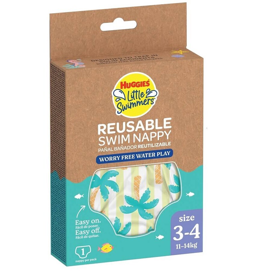 Pañal de natación reutilizable Little Swimmers, nº 3 - 4, 11 - 14 kg, Tropical, 1 pz, Huggies