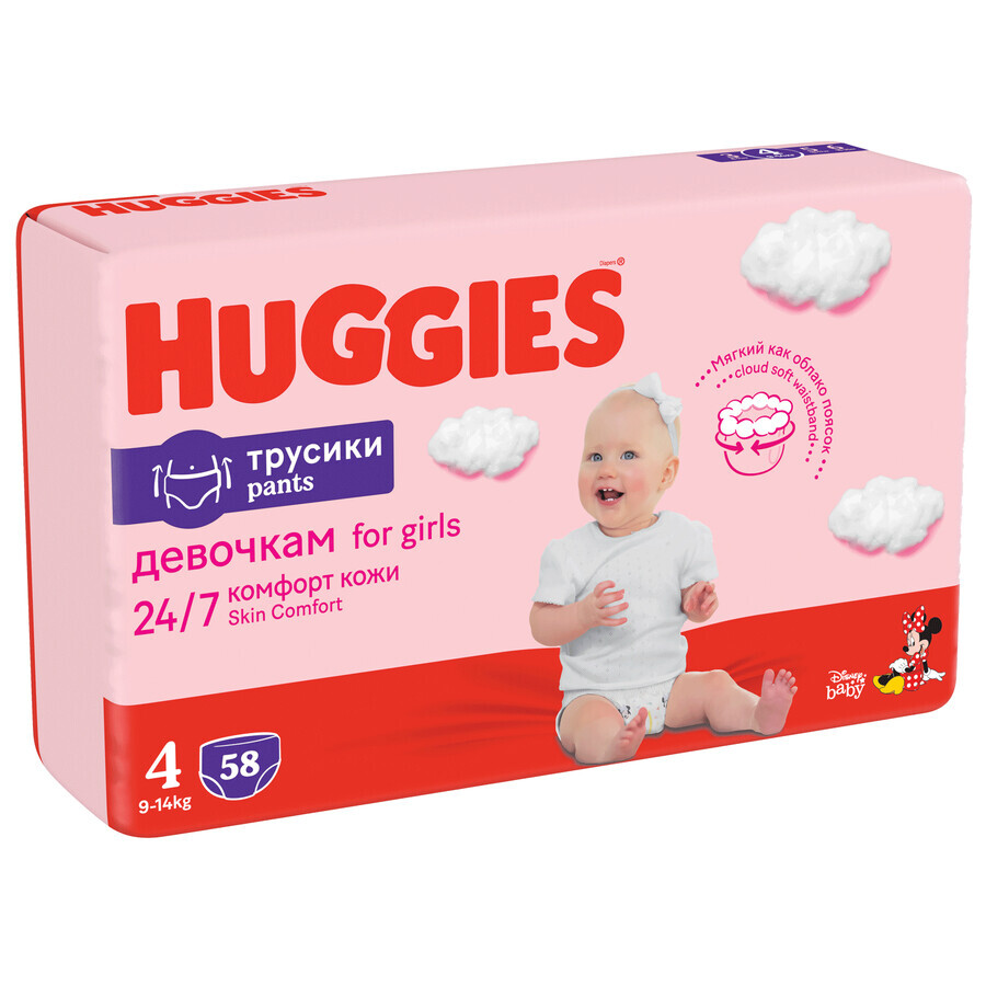 Windelhosen Mädchen, Nr. 4, 9-14 kg, 58 Stück, Huggies