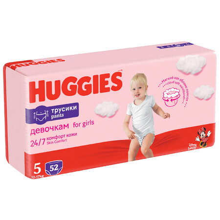 Pañales Niñas, No. 5, 12 - 17 kg, 52 pzs, Huggies