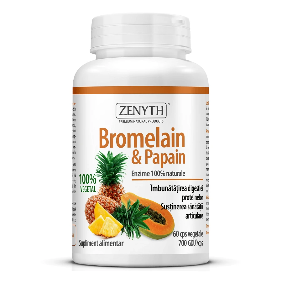 Digestieve enzymen Bromelaïne & Papaya, 60 capsules, Zenyth
