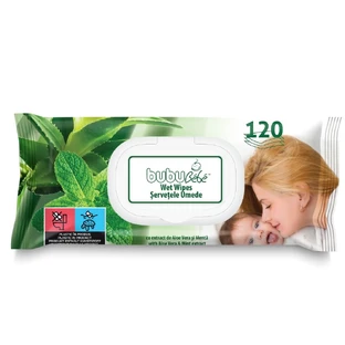 Feuchte Servietten mit Aloe Vera und Minze, 120 Stück, Bubu Bebe
