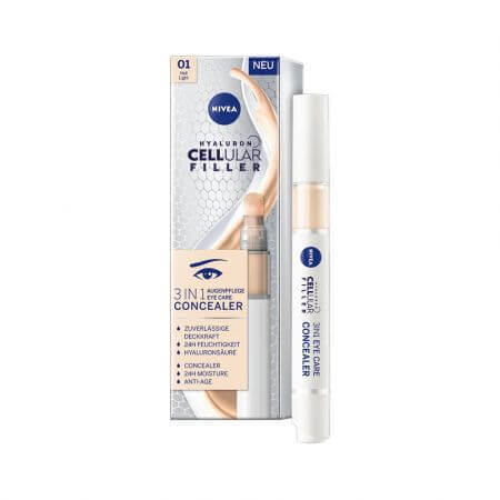 Concealer voor de huid rondom de ogen, Cellular 3in1 Eye Concealer 01 Light, 4 ml, Nivea