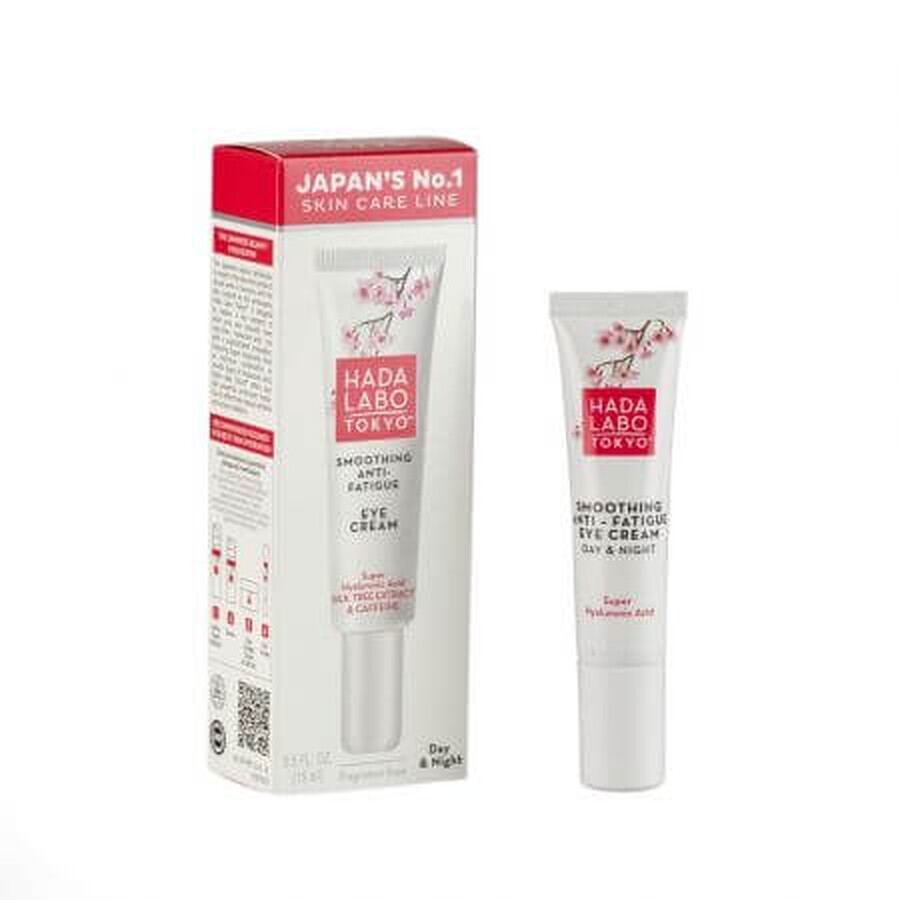 Crema anti-oboseala pentru ochi, de zi si noapte, cu super acid hyaluronic, extract de arbore de matase si cafeina, 15 ml, Hada Labo Tokyo