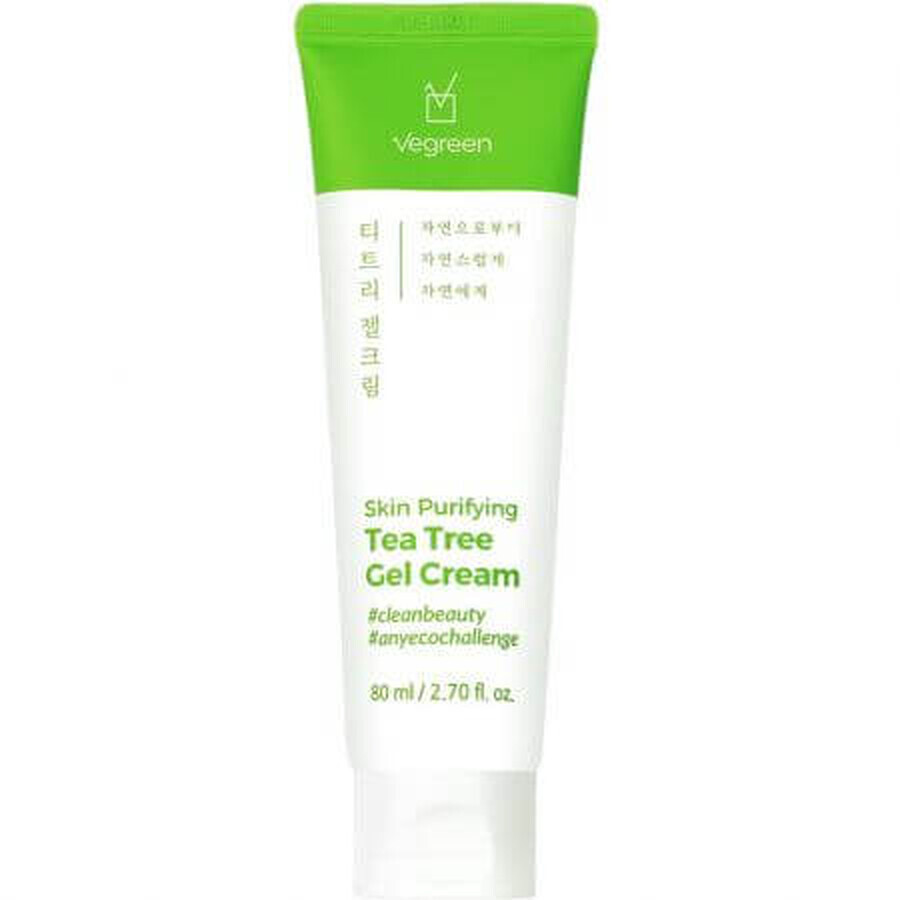 Gel-crème purifiant pour la peau à base d'arbre à thé, 80 ml, Vegreen