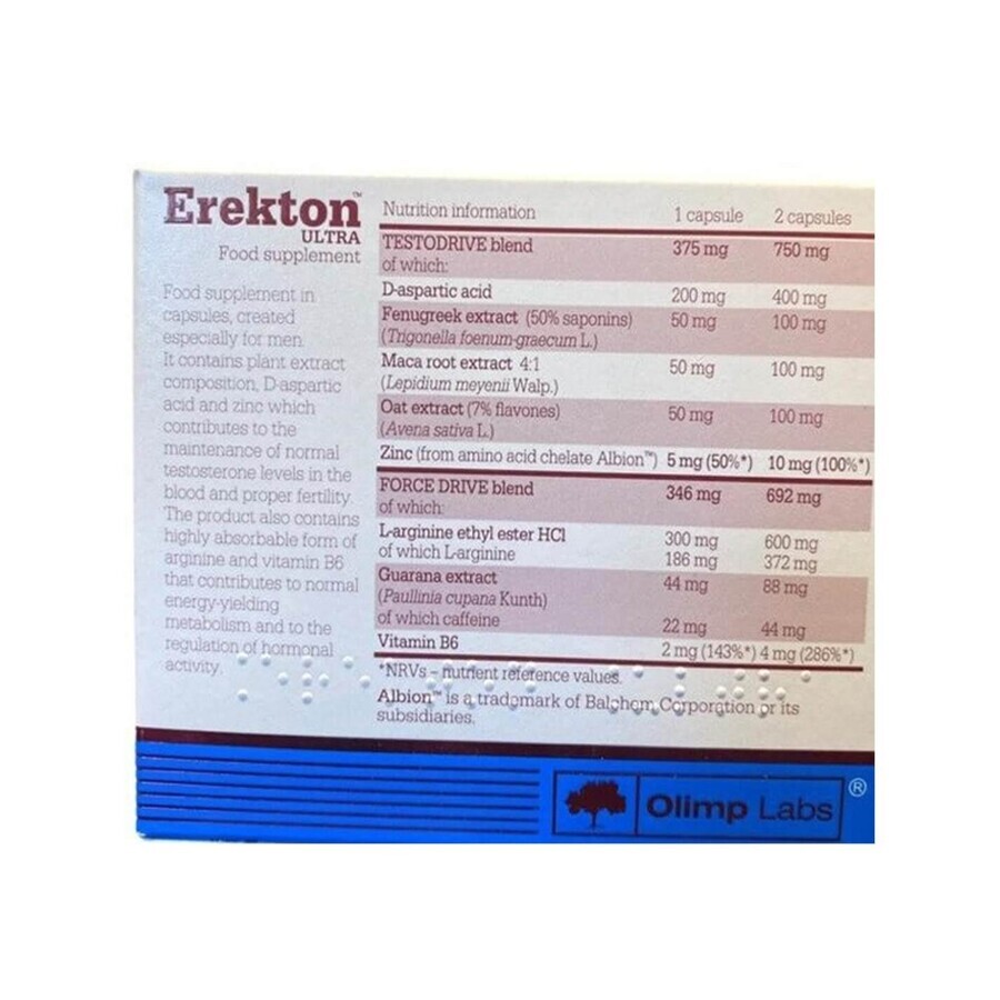 Erekton Ultra, 30 cápsulas, Olimp Labs