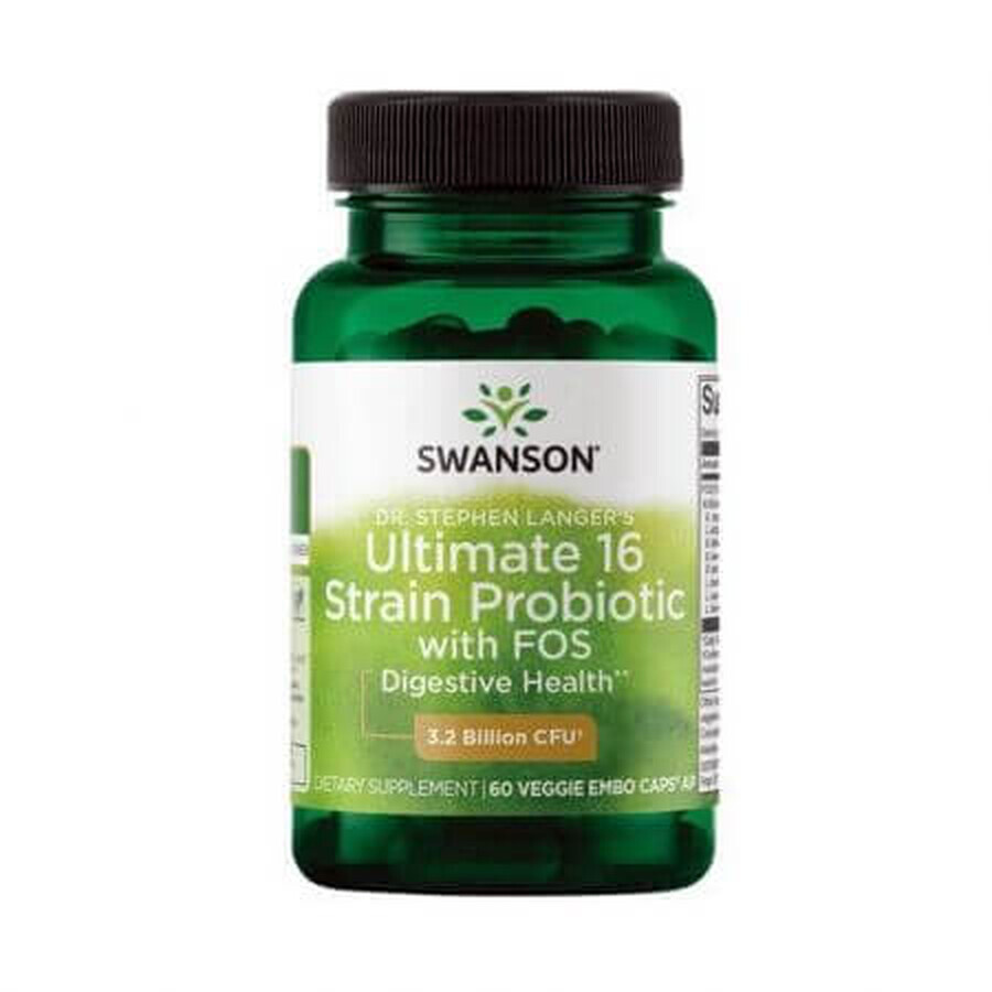 Probiotic 16 strains with FOS, 60 capsules, Swanson