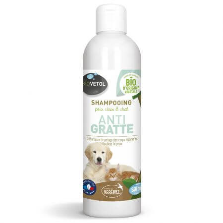 Champú ecológico antipicores para perros y gatos, 240 ml, Biovetol