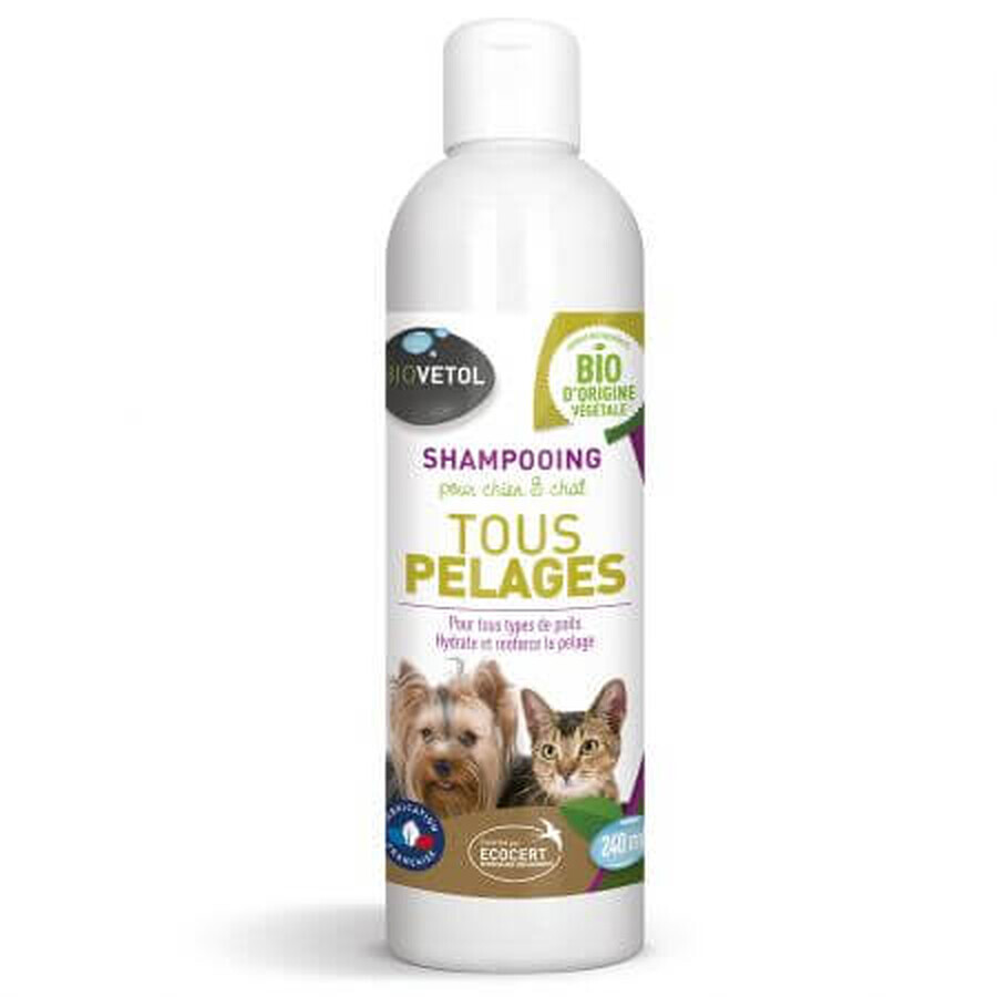 Biologische shampoo voor alle vachtsoorten voor honden en katten, 240 ml, Biovetol