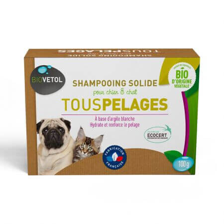 Biologische vaste shampoo voor alle soorten katten- en hondenbont, 100 g, Biovetol