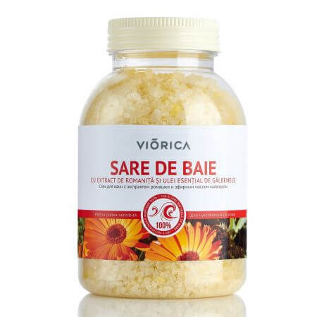 Sel de bain à l'extrait de romanita et à l'huile essentielle de souci, 1000 g, Viorica