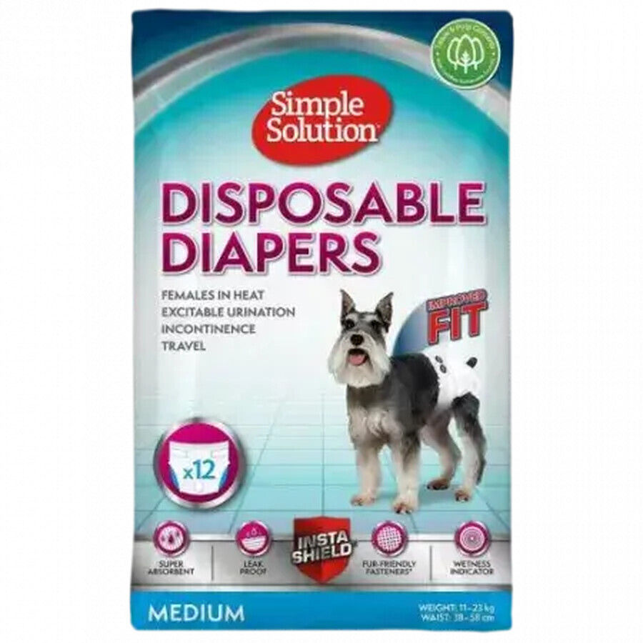 Diapers for dogs Female medium size 41-53 cm (M), 12 pieces, Simple Solution