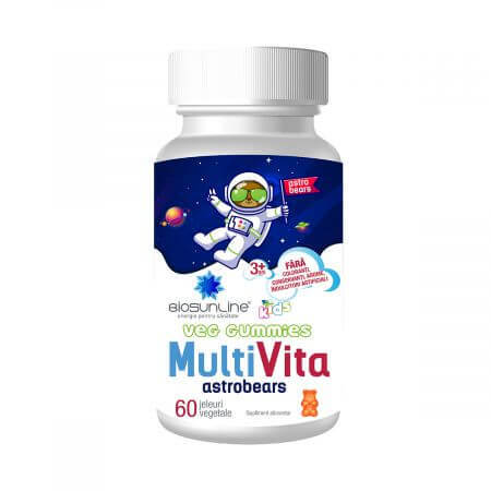 Orsetti gommosi multivitaminici al gusto fragola per bambini Biosunline Astrobears, 60 pezzi, AC Helcor