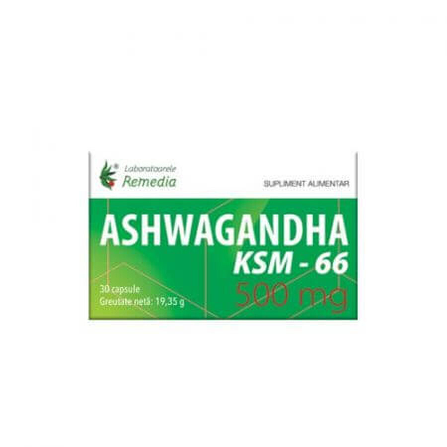 Ashwagandha KSM-66, 500 mg, 30 cápsulas, Remedia