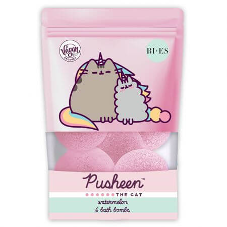 Pusheen watermeloen badbommen, 6 x 55 g, Bi-Es