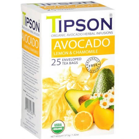 Eco avocat, citron et camomille, 25 sachets, Tipson