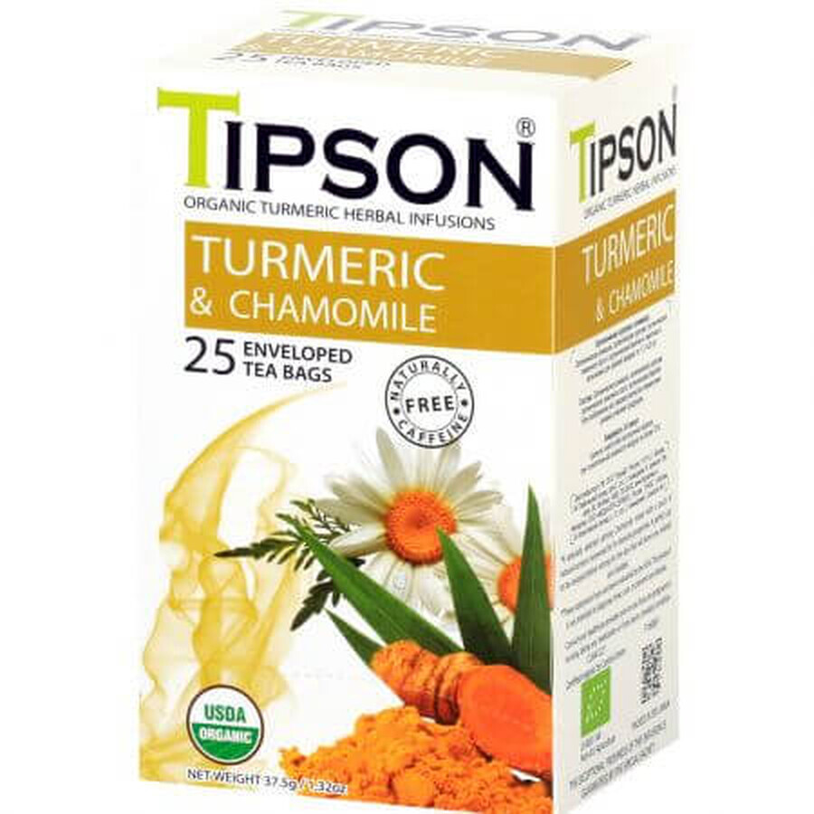 Thé Eco curcuma et camomille, 25 sachets, Tipson