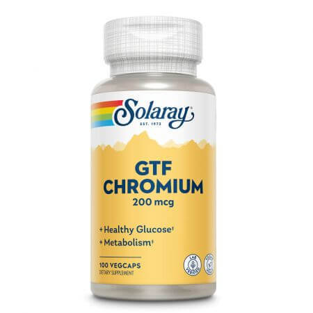 Cromo GTF Solaray, 200 mcg, 100 capsule vegetali, Secom