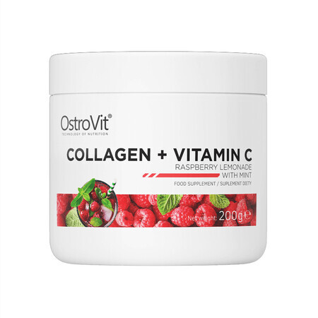 Collageen + Vitamine C Frambozenlimonade met munt, 200g, Ostrovit