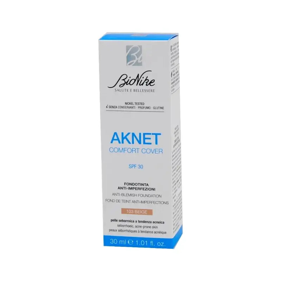 Fondotinta per pelle a tendenza acneica Aknet Comfort Cover 103 beige, SPF 30, 30 ml, BioNike