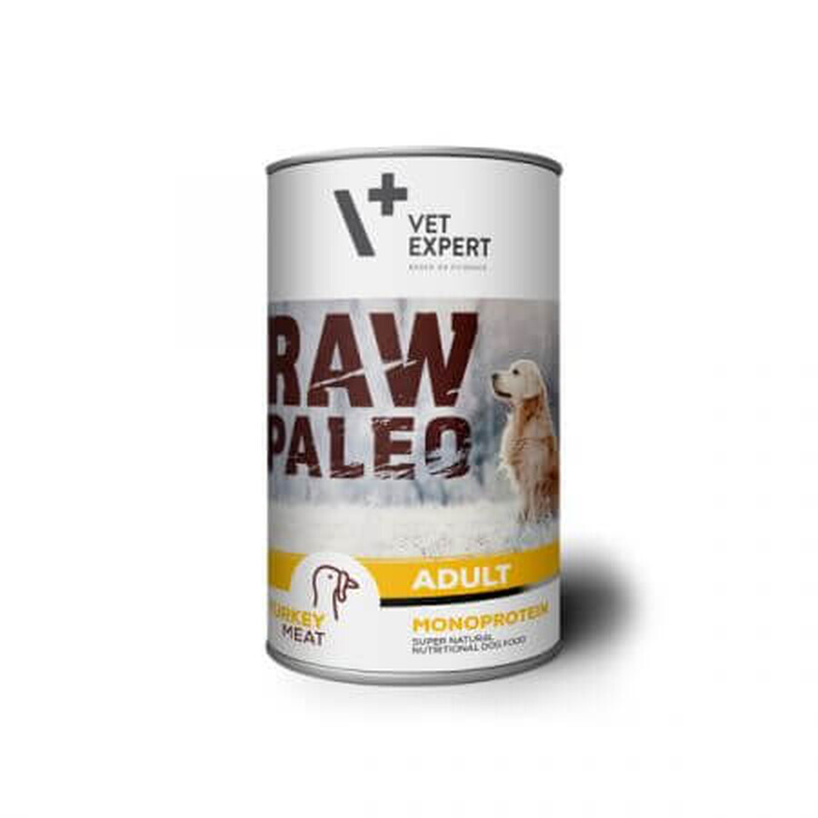 Natvoer met kalkoenvlees voor volwassen honden Raw Paleo, 400 g, VetExpert