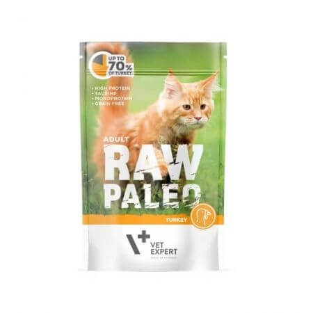 Natvoer met kalkoenvlees voor volwassen katten Rauw Paleo, 100 g, VetExpert