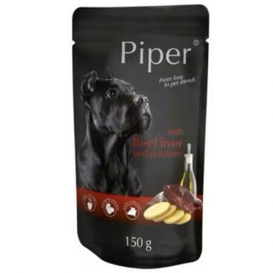 Natvoer voor honden met runderlever en aardappelen, 150 g, Piper