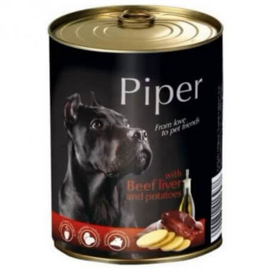 Natvoer voor honden met runderlever en aardappelen, 400 g, Piper