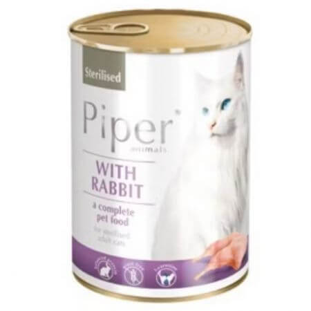 Kaninchennassfutter für sterilisierte Katzen, 400 g, Piper