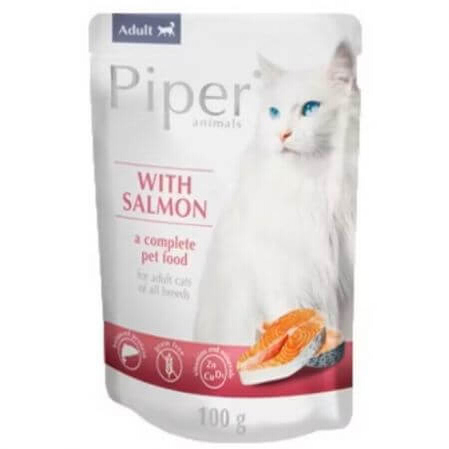 Natvoer met zalm voor gesteriliseerde katten, 100 g, Piper