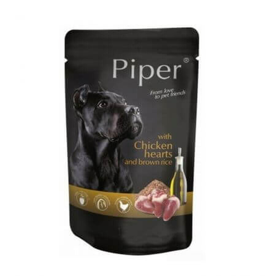 Natvoer voor honden met kippenhart en bruine rijst Adult, 150 g, Piper