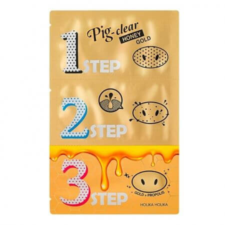 Kit de 3 pasos Pig Nose Honey Gold Blackhead, 6 ml, Holika Holika