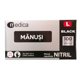 Black nitrile ungloved gloves, L, 100 pieces, Medica
