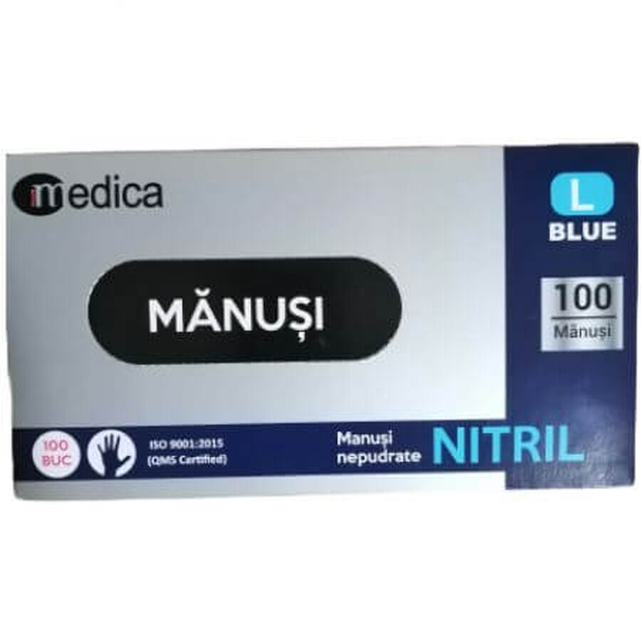 Nitril handschoenen, blauw, L, 100 stuks, Medica