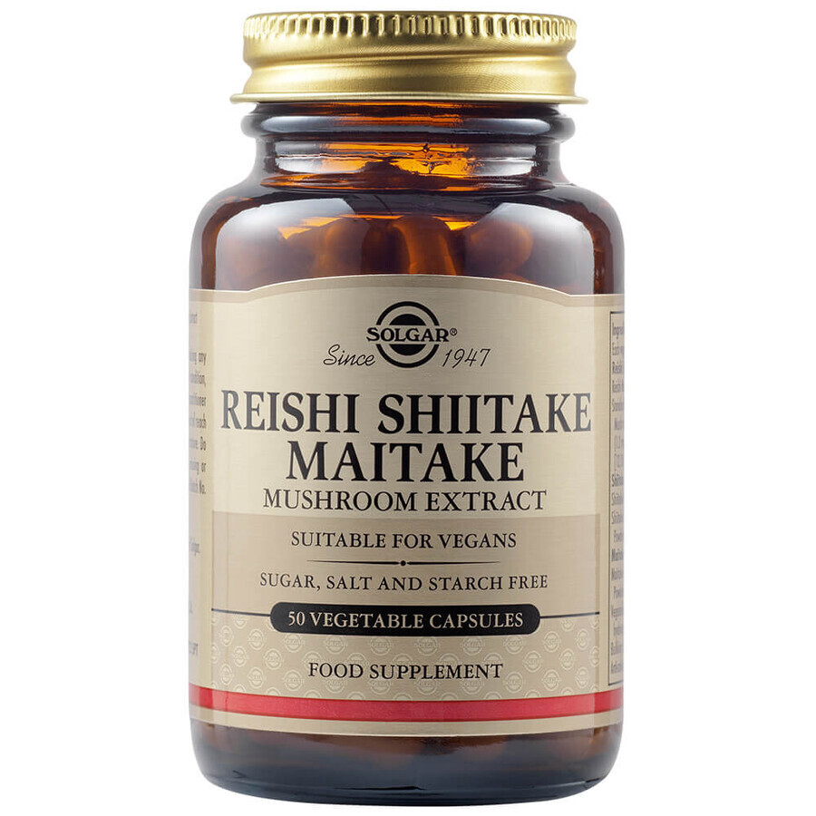 Extract de ciuperci Reishi Shiitake Maitake, 50 capsule, Solgar