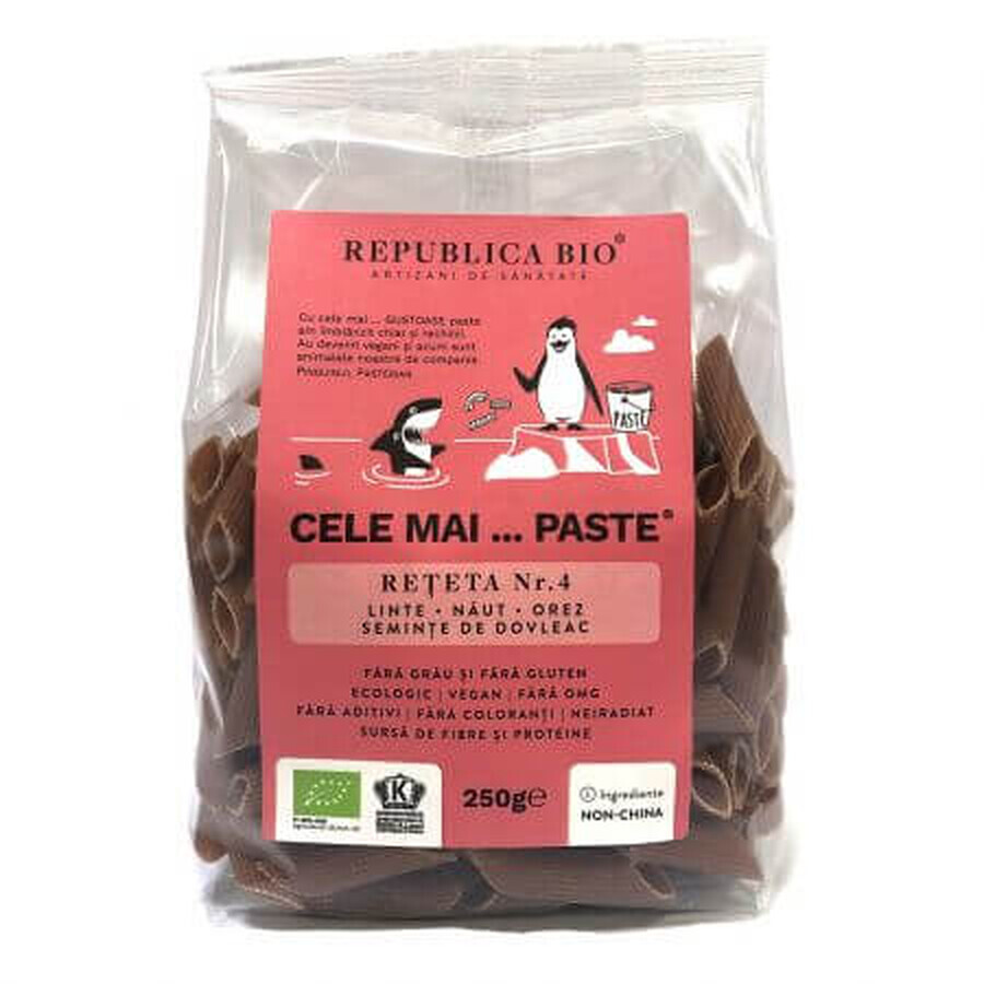 Gluten-free eco pasta made of lentils, chickpeas, rice, pumpkin seeds Recipe No. 4, 250 g, Republica Bio