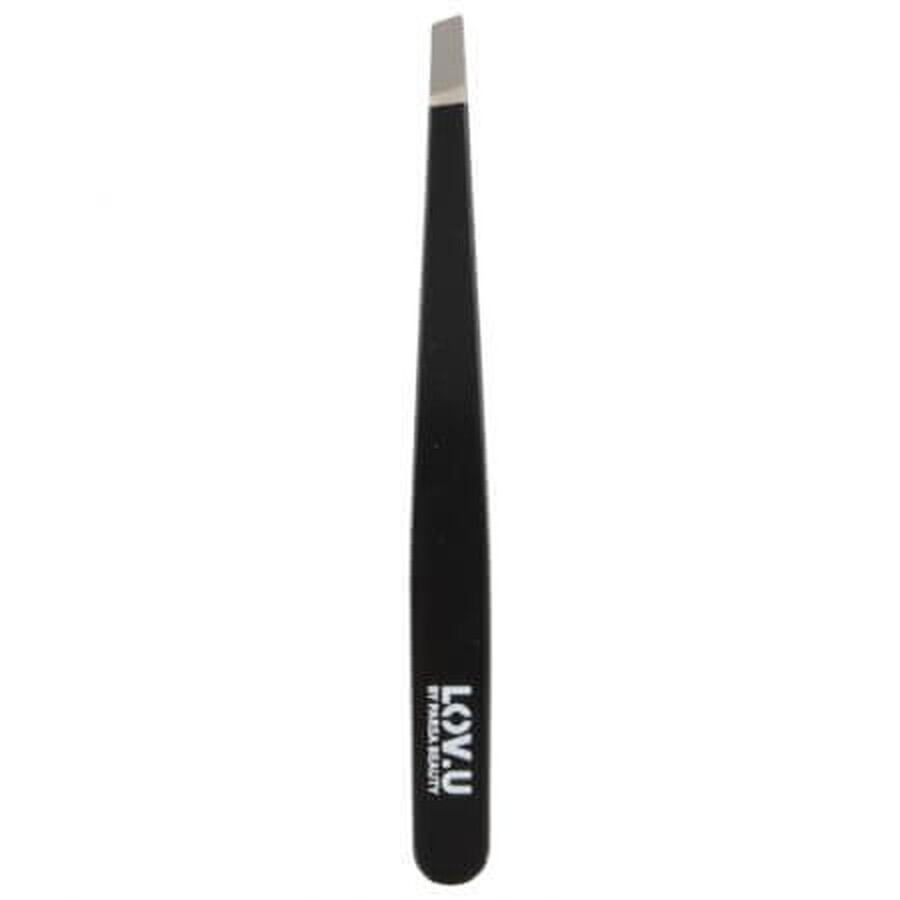 Matte black slanted tweezers, 1 piece, Parsa