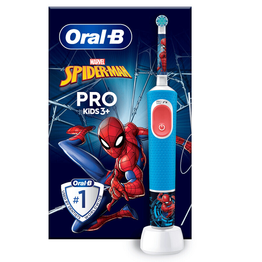 Periuță de dinți electrică Vitality Pro Kids Spider-Man, pentru copii 3+ ani, Oral-B