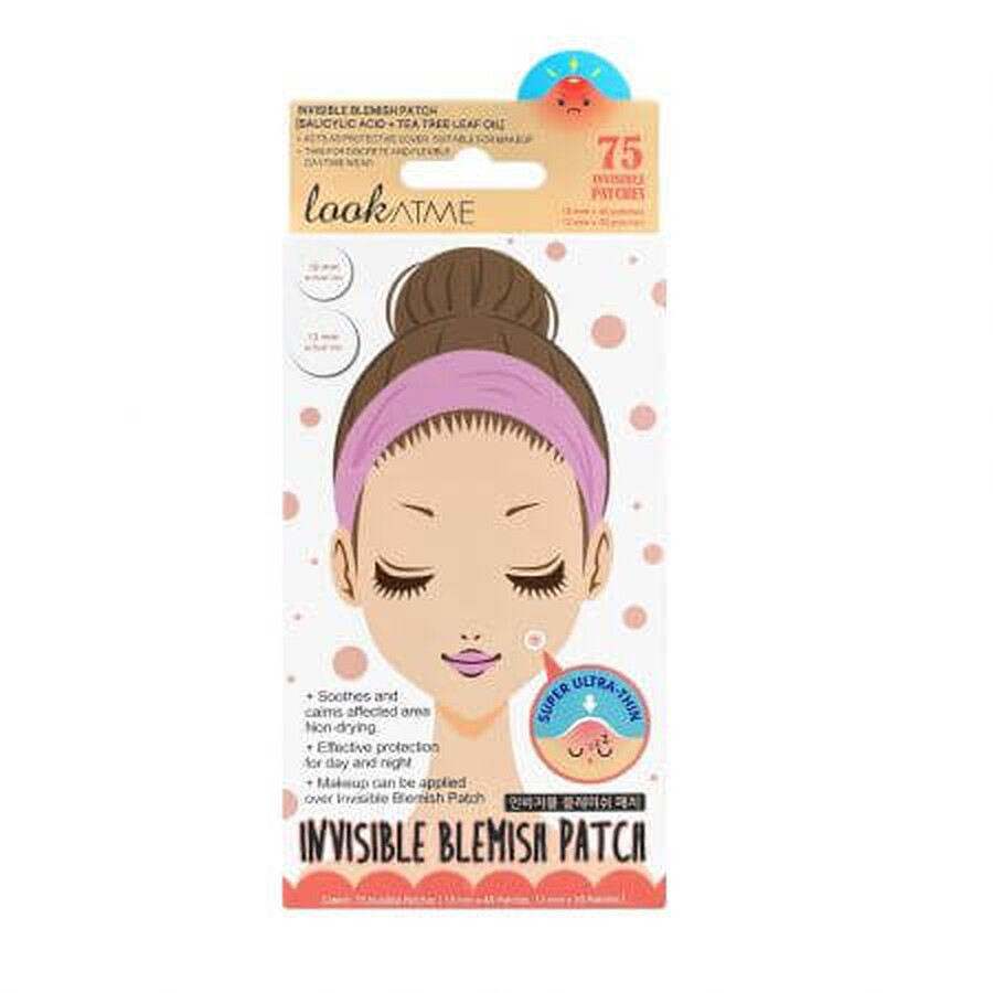 Patchs hydrocolloïdaux anti-acné avec acide salicylique et arbre à thé, 75 pièces, Look At Me