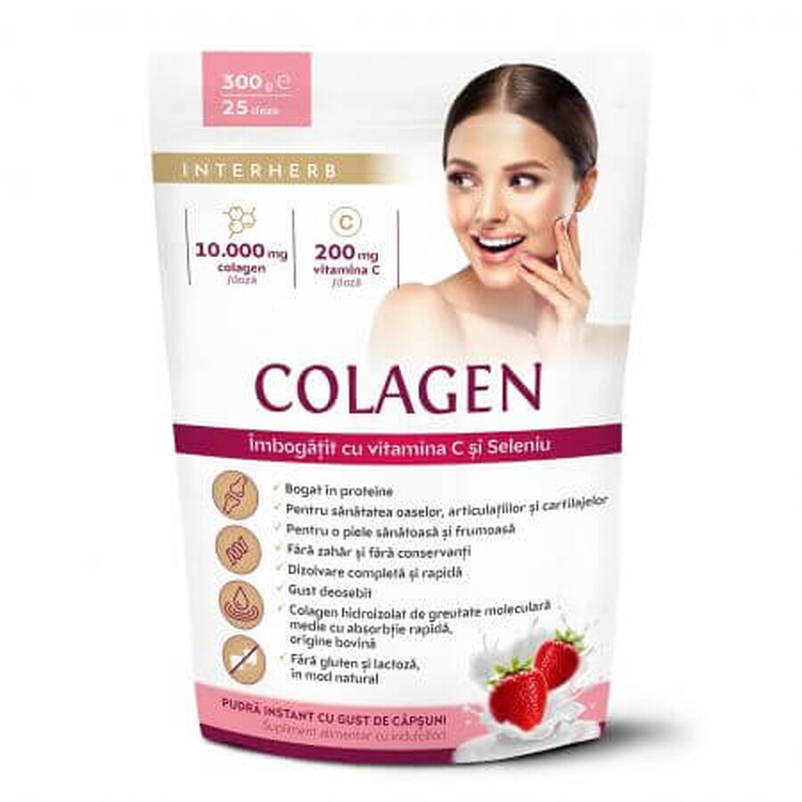 Aardbei Collageen Instant Poeder Shake, 300 g, Interherb