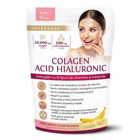 Instant Collagen and Hyaluronic Acid Powder with Banana Shake, 312 g, Interherb