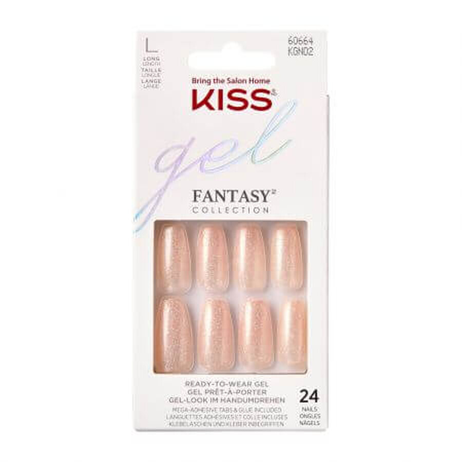 Unghii false Gel Fantasy Glitter, Rock Candy Long Coffin, Kiss