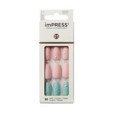 Impress False Nails, Dew Drop Medium Coffin, Kiss