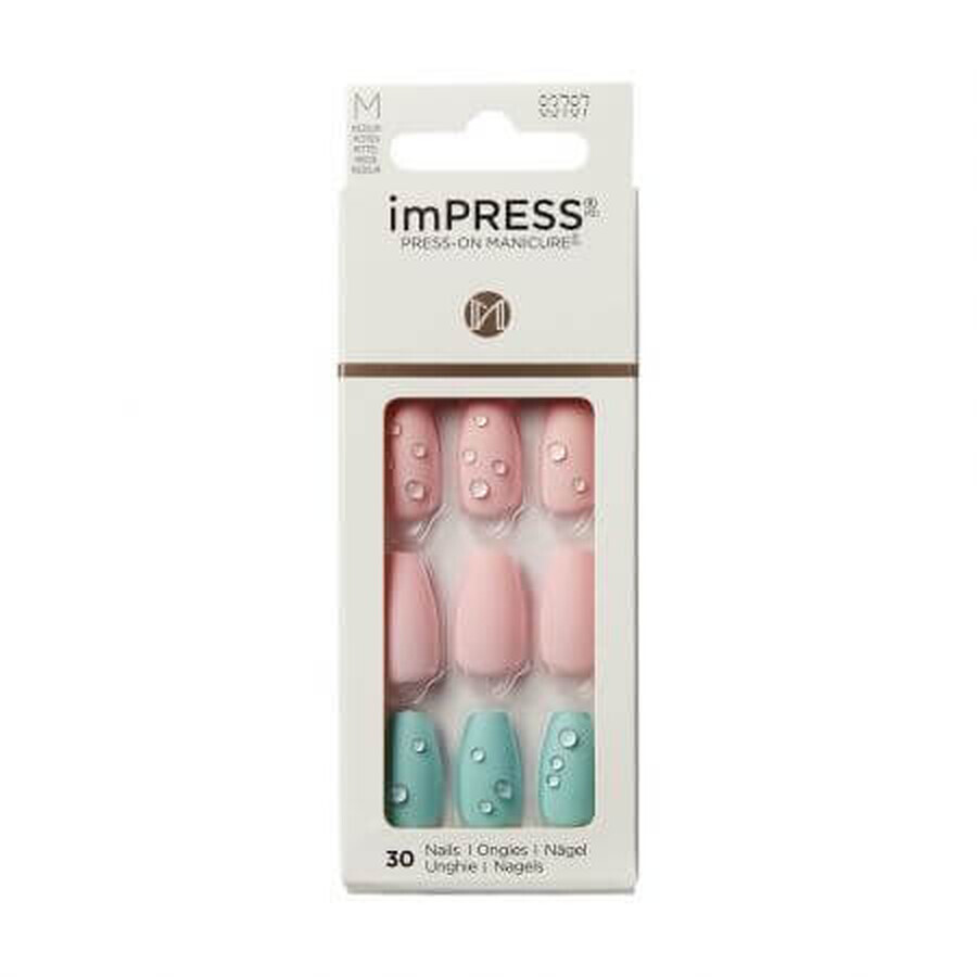 Impress False Nails, Dew Drop Medium Coffin, Kiss