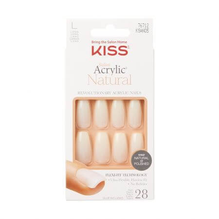 Salon Acrylic fake nails, Strong Enough Long Coffin, Kiss